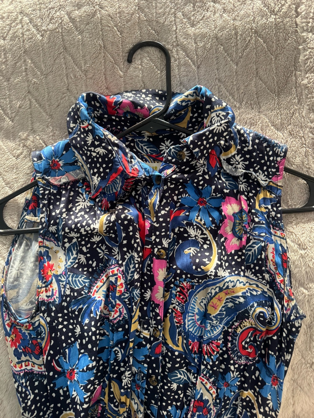Anthropology Floral Paisley Navy Women's Dress